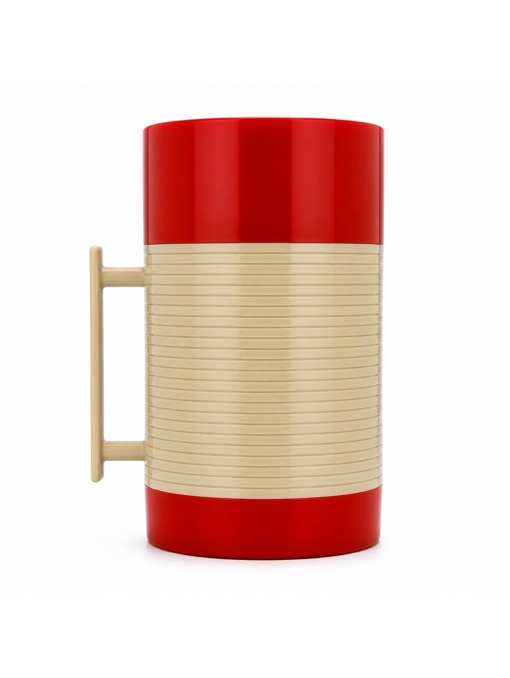 Vintage Aladdin Red Beige Insulated Thermos Bottle Jug with Cup Lid